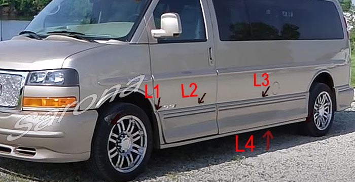 Custom Chevy Express Van  Long Wheel Base Side Skirts (2003 - 2024) - $1690.00 (Part #CH-030-SS)